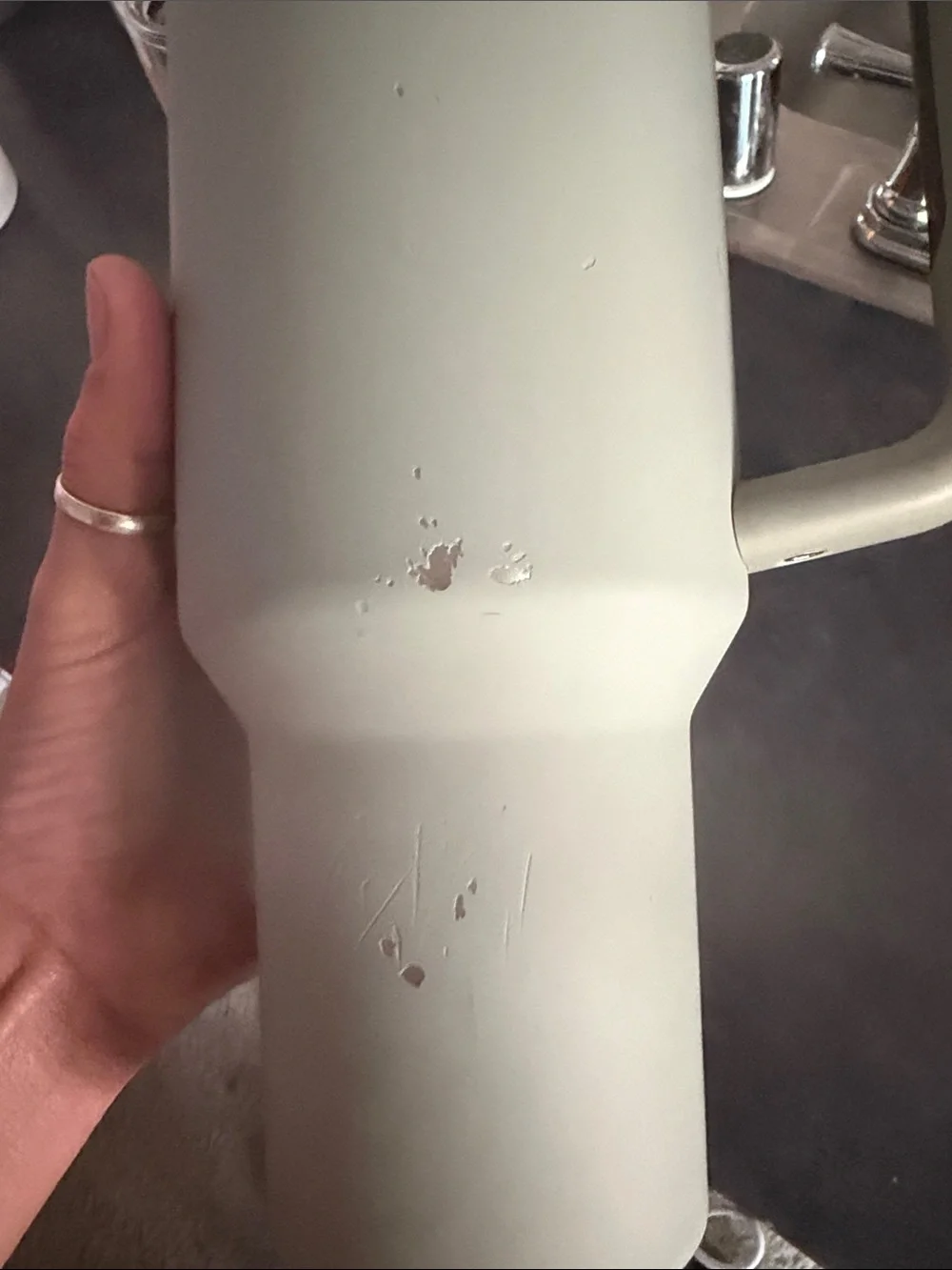 Stanley Travel Mug in Sage Green with Clear Lid Trim - Picture 2 of 6